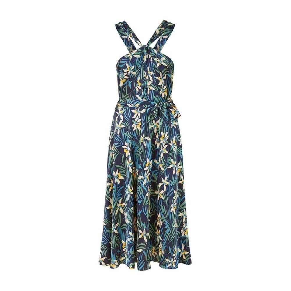 Yumi Womens/Ladies Tropical Floral Regular Summer Midi Dress / Navy